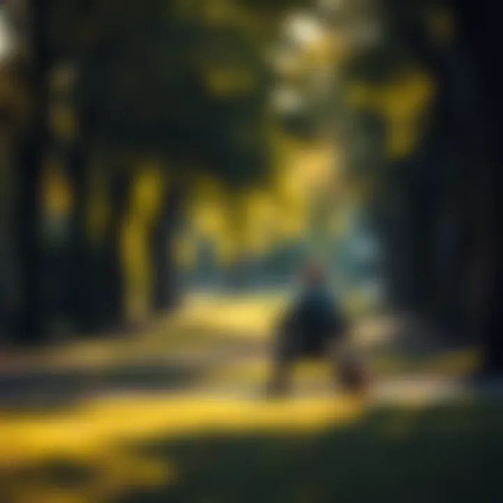 A person sitting on a bench in a park, looking down with a thoughtful expression, surrounded by trees and sunlight.