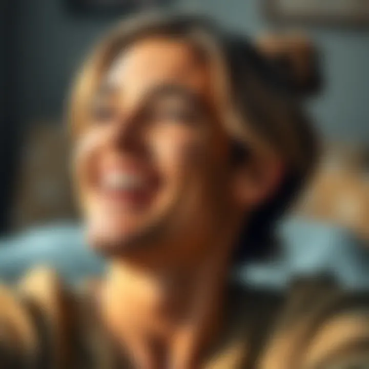 A person looks relaxed and happy, symbolizing emotional healing from therapy.