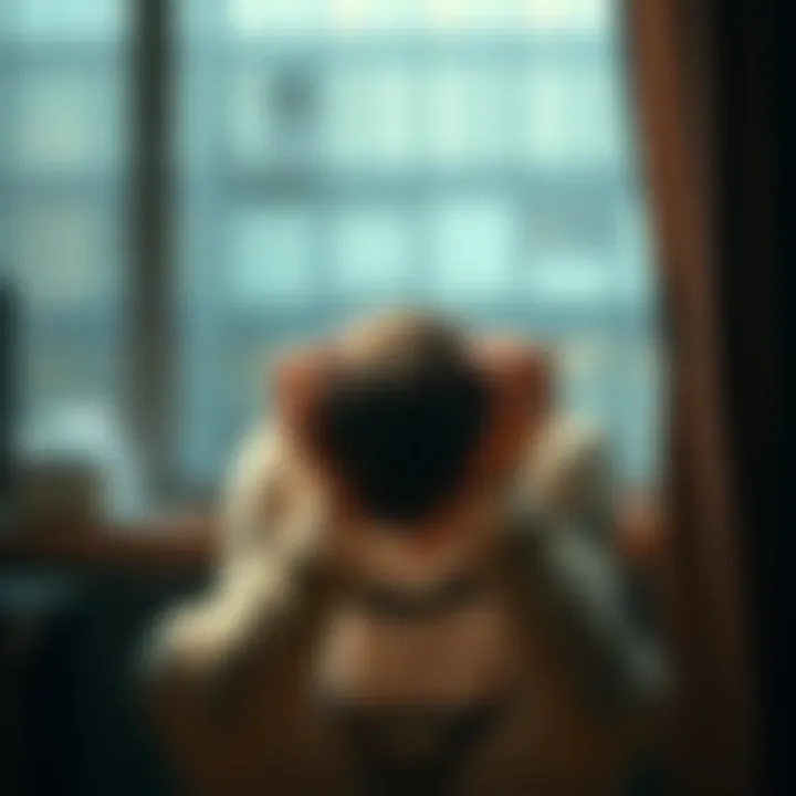 Individual expressing feelings of stress or overwhelm while sitting with their head in their hands, reflecting deep thought