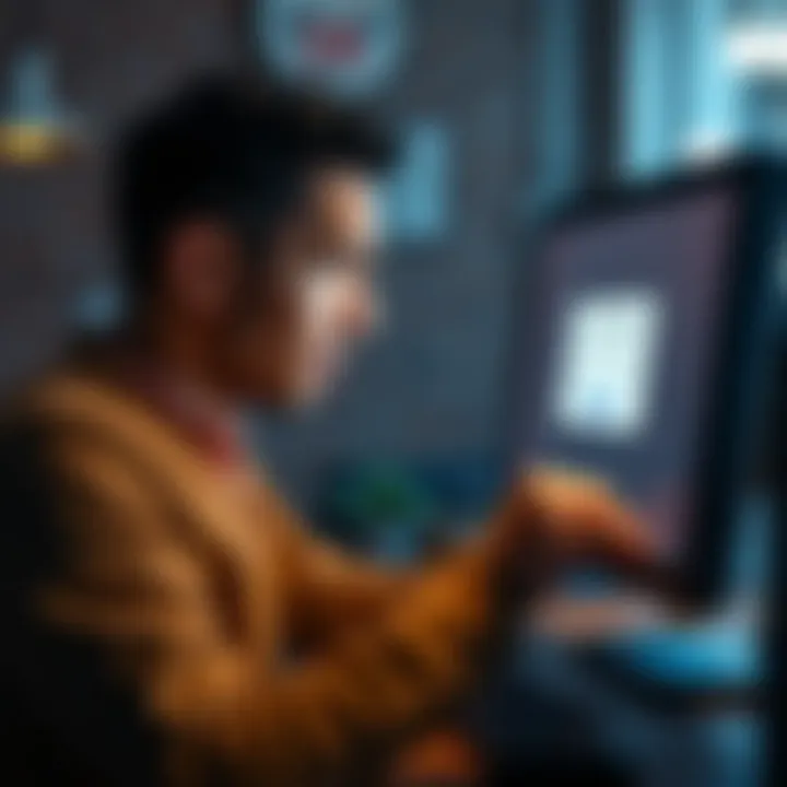 A frustrated person looking at a computer screen while trying to create a BHVR account, showing signs of confusion with a verification message displayed on the screen.