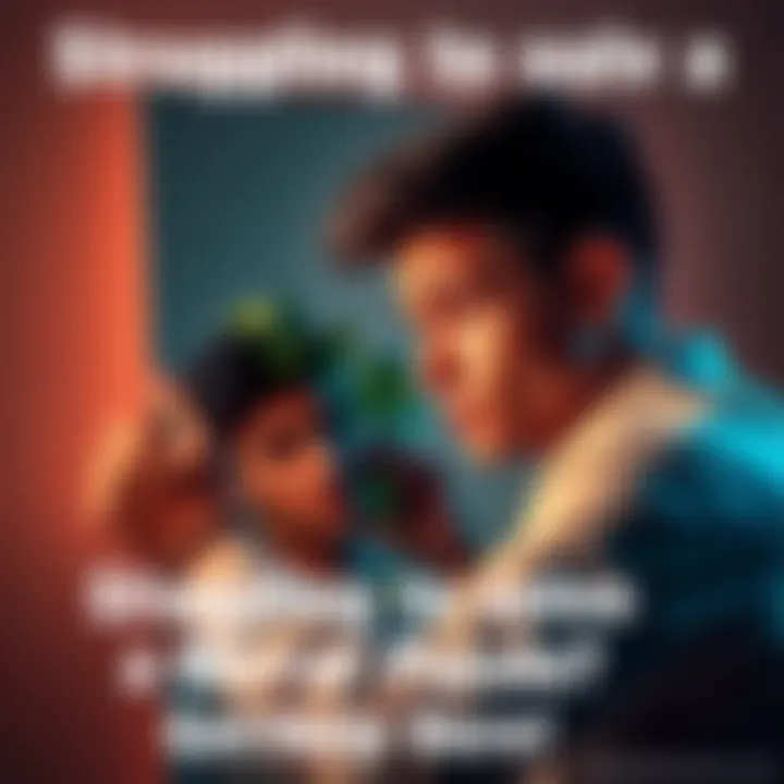 A person looking frustrated while trying to find a hidden mirror obscured by a plant