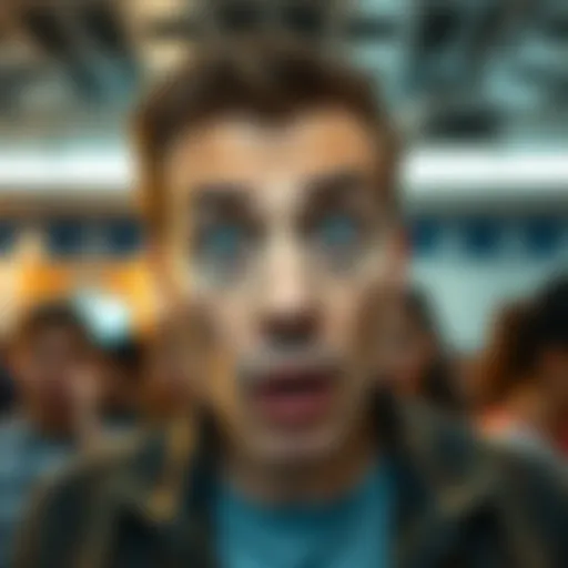 A person looking surprised with raised eyebrows, saying 'Excuse me?' in a conversation.