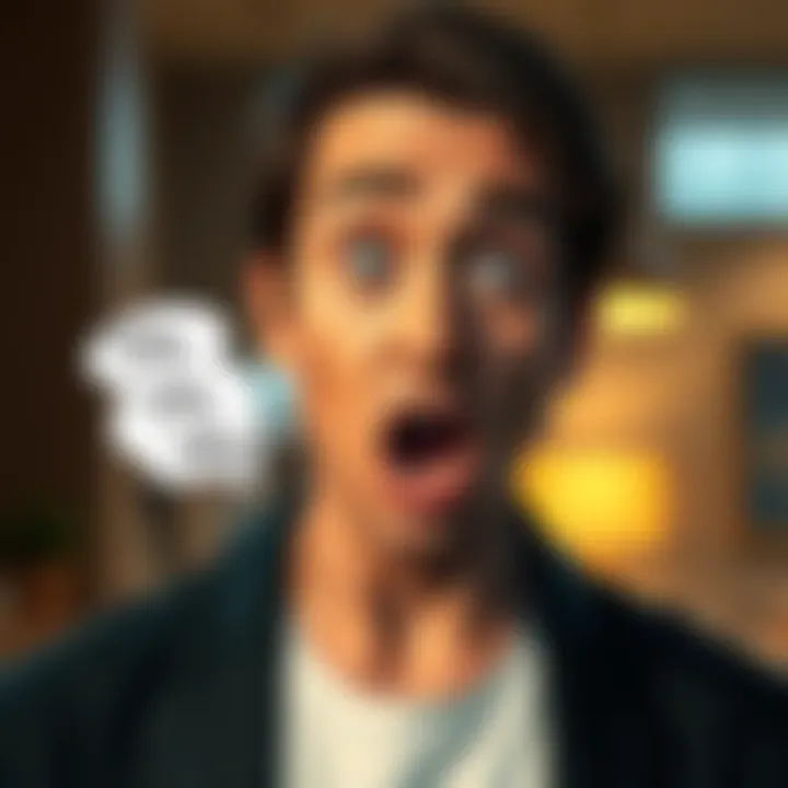 Person expressing surprise A person showing a surprised expression while speaking, with a thought bubble displaying the phrase 'Oh, okay!'