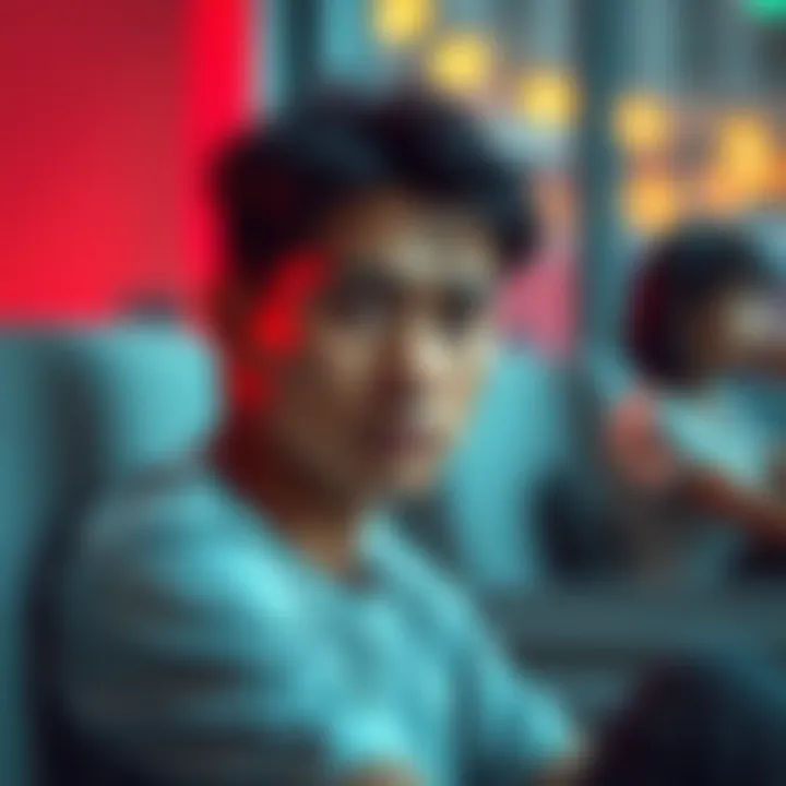 A person sitting quietly, reflecting on their emotions and thoughts, with a serene expression