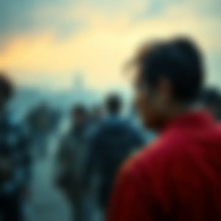 A person looking back with a sad expression, indicating disappointment or loss. In the background, a group of people appears disheartened and disconnected. The scene reflects the impact of someone's n...