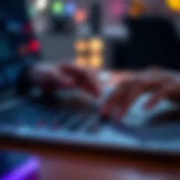 A close-up of a person navigating a laptop using a touchpad, showcasing smooth finger movements for various tasks.
