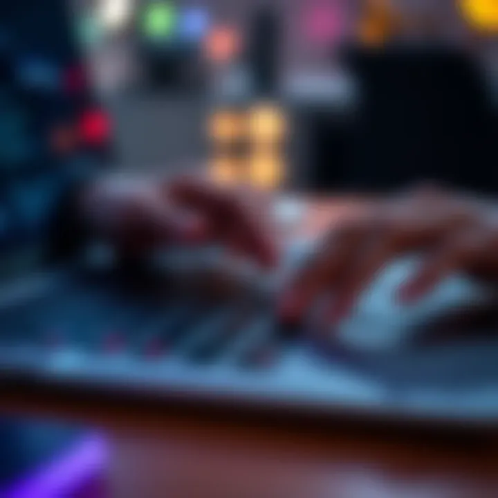 A close-up of a person navigating a laptop using a touchpad, showcasing smooth finger movements for various tasks.