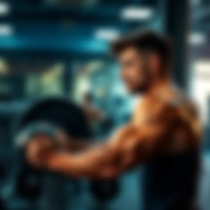 Individual lifting weights in a gym while focused on fitness goals