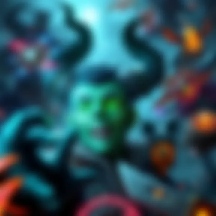 A character using the Pestilence build, surrounded by powerful skills and spells in an intense gaming battle.