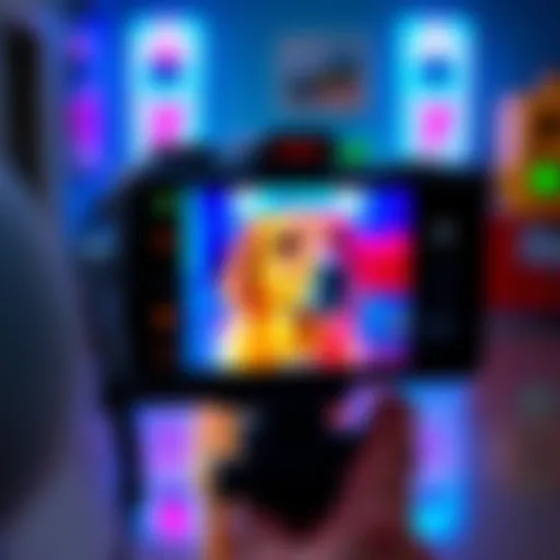 A pet camera showing vibrant colors on its screen while capturing photos of a dog