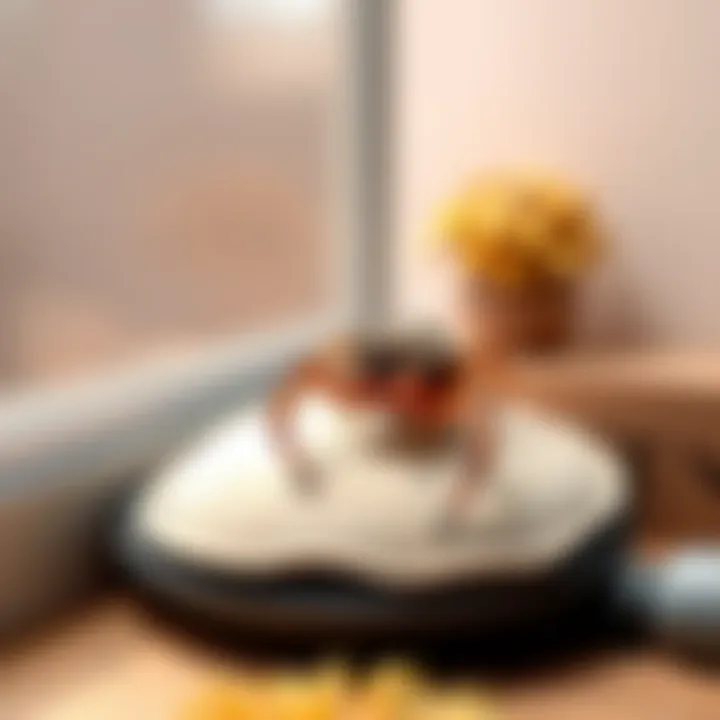 A pet spider sits in its cozy corner, showcasing its calm demeanor while occasionally exploring the room.