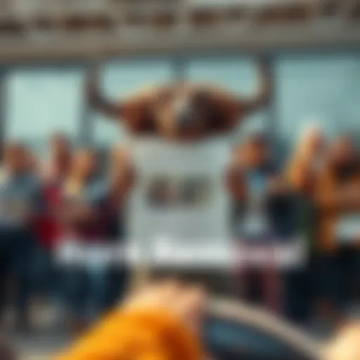 A group of advocates holding a petition with images of animals needing horn removal