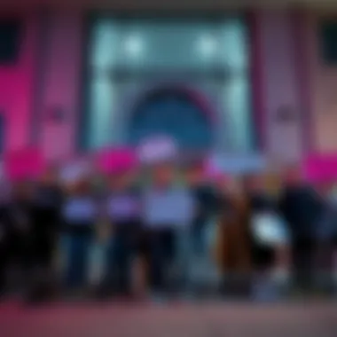 Petition for Nemesis System Release A group of fans holding signs for the Nemesis System petition outside a building, showing support for its release after Netflix's Warner Bros deal