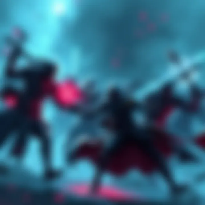 A group of Phantom Lancer clones attacking a hero in a game setting, showcasing an intense battle scene.