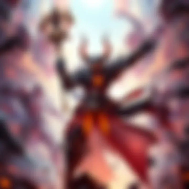 Phantom Lancer character holding the Radiance item, surrounded by illusions in a battle scene against melee opponents.