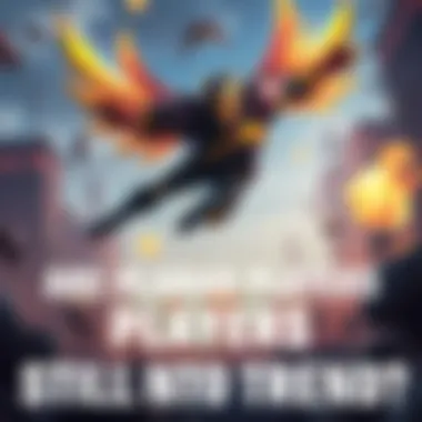 A Pharah character flying in a gaming environment with explosions in the background.