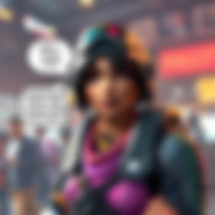 Pharah in a gaming environment looking surprised with a speech bubble showing text, surrounded by fans discussing on forums in background
