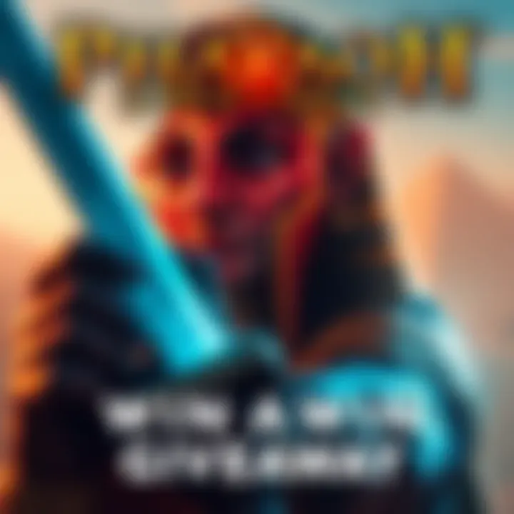 A promotional image for the game 'Pharaoh: A New Era' highlighting a giveaway opportunity with a comment section for entries.