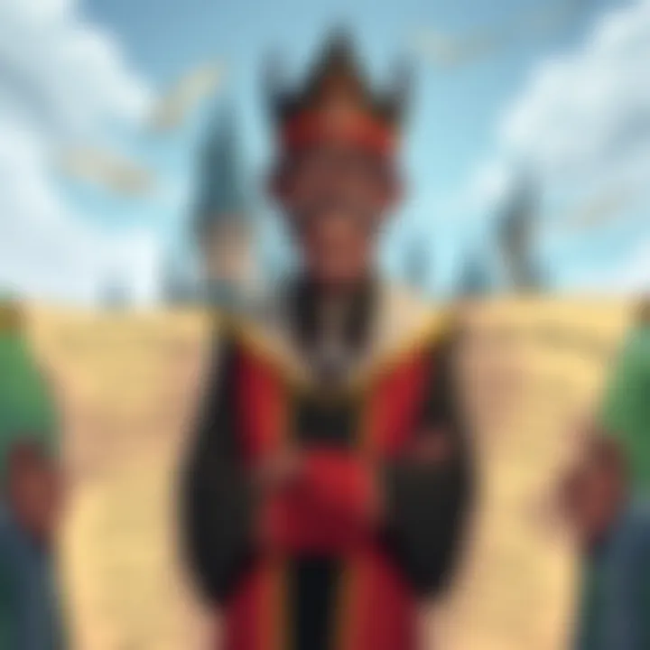 A whimsical illustration of Phineas Nigellus Black wearing a headmaster robe, surrounded by humorous fan theories written on scrolls, with a castle in the background.