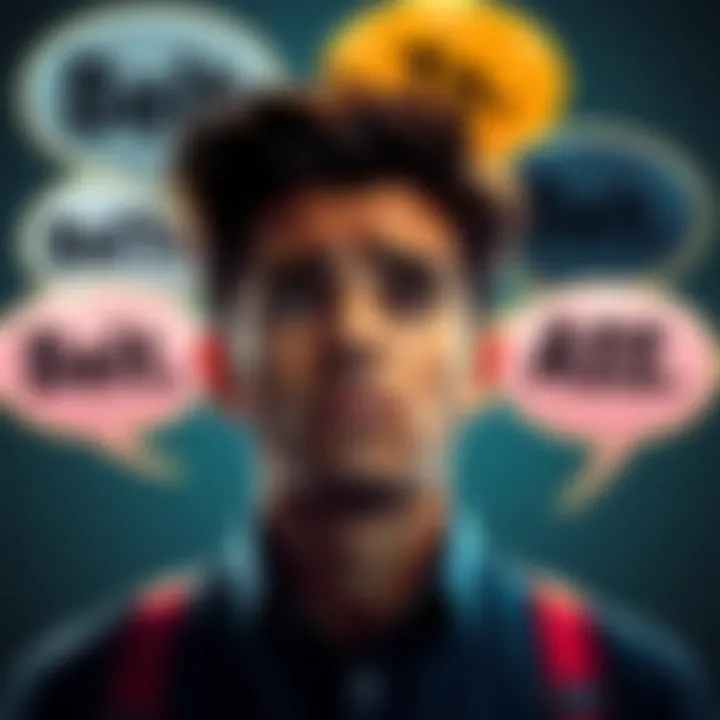 A person thinking with a confused expression, surrounded by speech bubbles with the phrase 'Belt. To. ASS' in bold letters, symbolizing communication in modern culture.