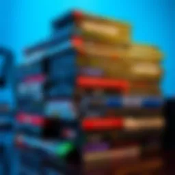 A collection of various video game boxes stacked together, showing the nostalgia of physical ownership.