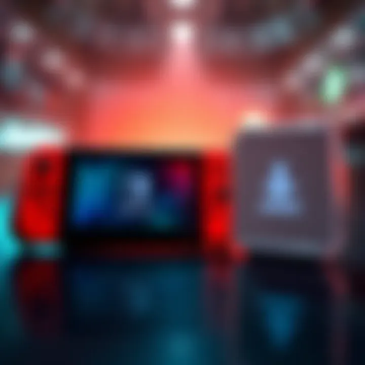 A Nintendo Switch cartridge next to a digital download symbol, illustrating the difference between physical and digital-physical games.