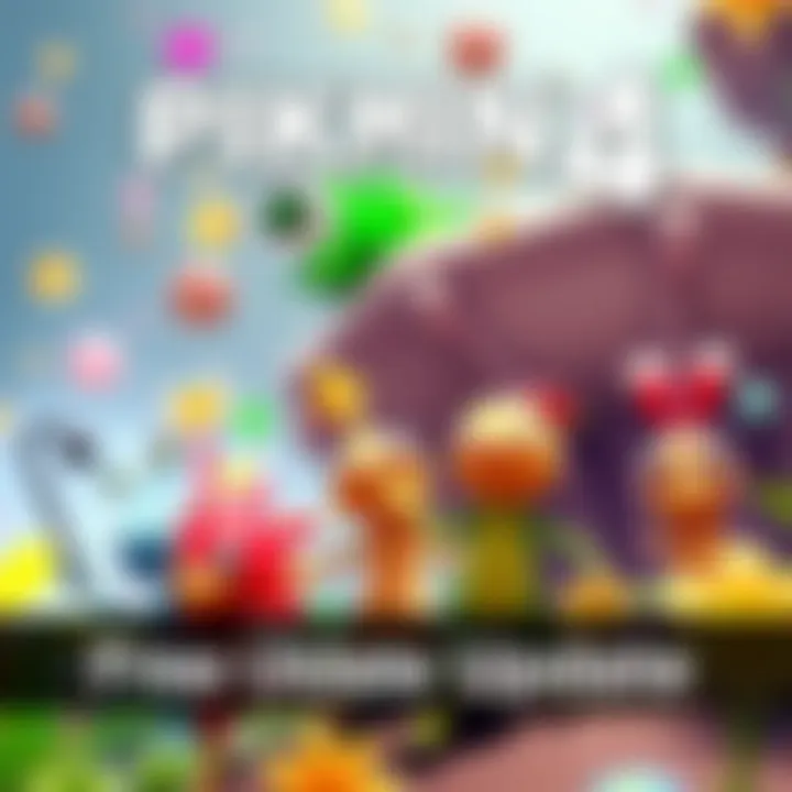 A vibrant scene from Pikmin 4 showing Pikmin characters in action, celebrating the new update with colorful elements and gameplay features.