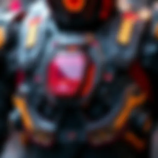 Close-up of the Pillar skin, showcasing its tactical gear-like design with vibrant colors and textures, evoking a superhero aesthetic.