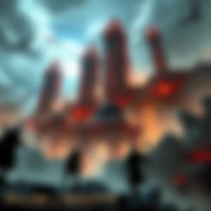 Pillars of Nosgoth A scene showcasing the majestic Pillars of Nosgoth with characters engaged in battle and exploration, highlighting the game's lore.