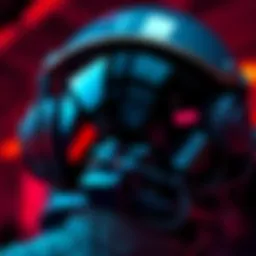 Close-up of a pilot helmet showing ear pads, visor, and communication equipment