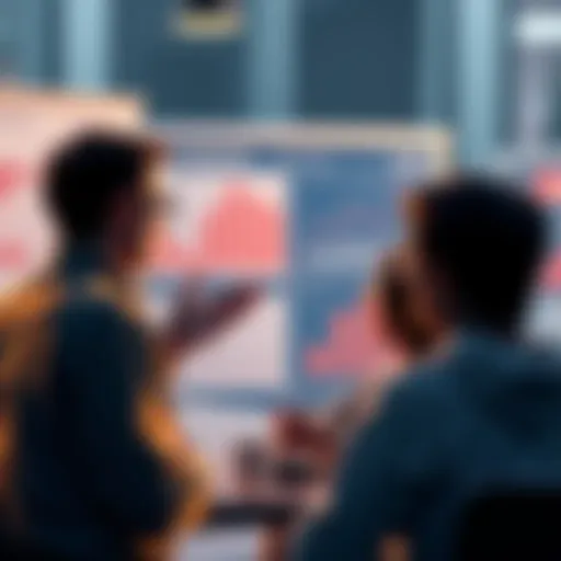 A person named Pilps speaks to a small group about the importance of sober discussions in news media, with charts and graphs in the background.