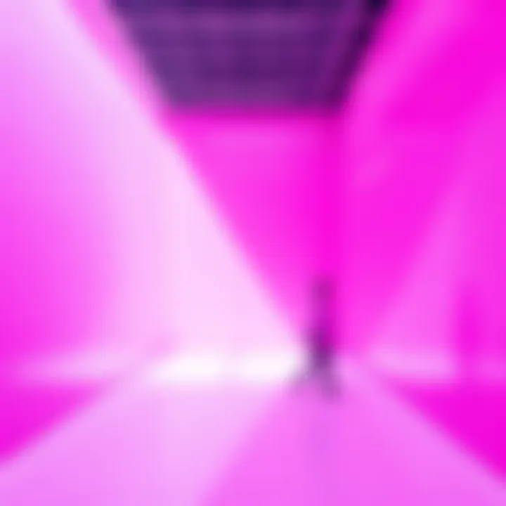 A vibrant pink animated wall with a blockage, showing obstacles in a digital space.