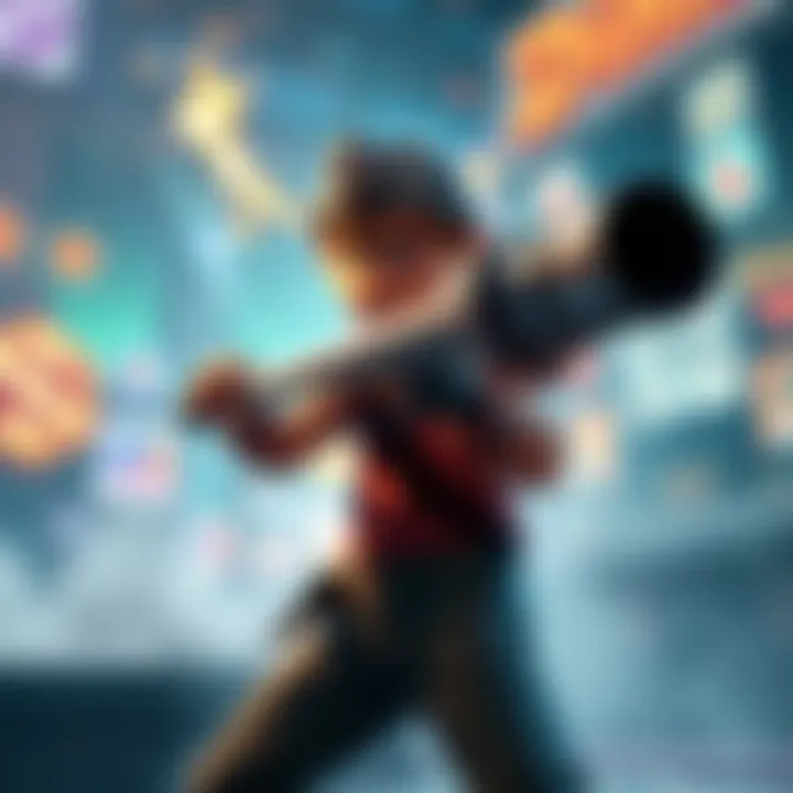 Pipe Combat in Video Games A character swinging a metal pipe in a video game setting with colorful graphics