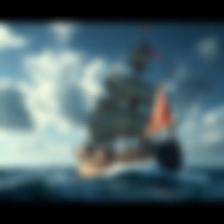 A pirate ship with tattered sails navigating through the waves under a cloudy sky, symbolizing adventure and the hope for a new game in the series.