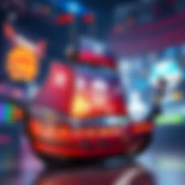 A vibrant image of the Pirate Ship skin showcasing its unique design with colorful sails and pirate motifs, set against a gaming backdrop.