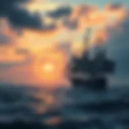 A pirate ship sails near a glowing teleportation circle, showcasing the blend of piracy and magic in a DnD setting.