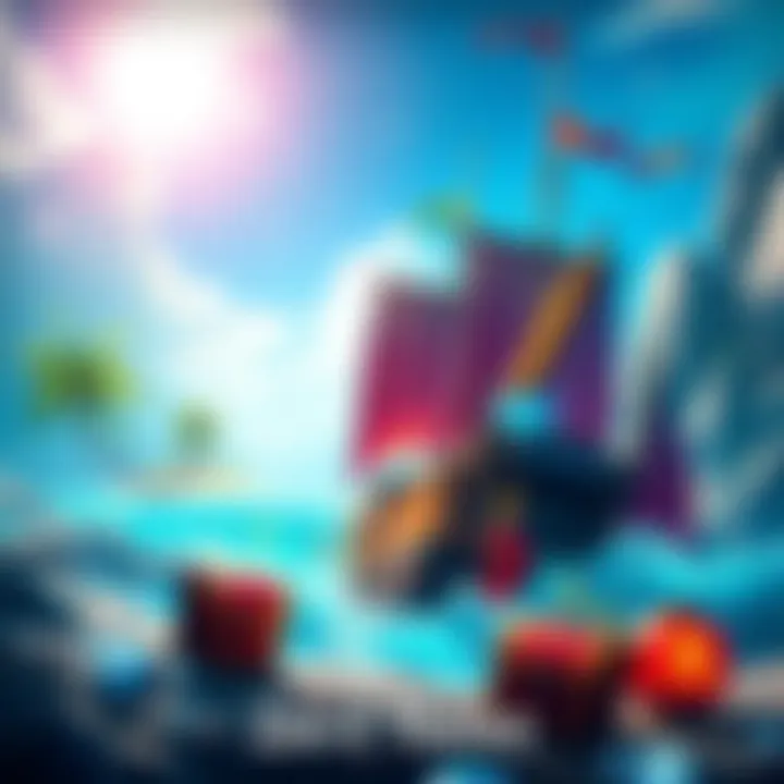 A vibrant pirate-themed gaming scene with colorful graphics, featuring a pirate ship, treasure chests, and a tropical island backdrop.