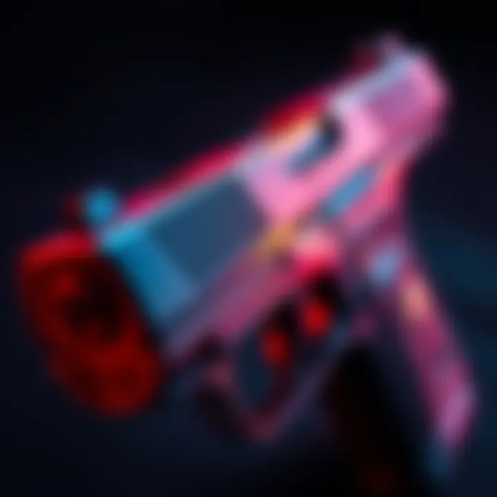 A close-up of a pistol showing a damage indicator, symbolizing enhanced performance in gameplay