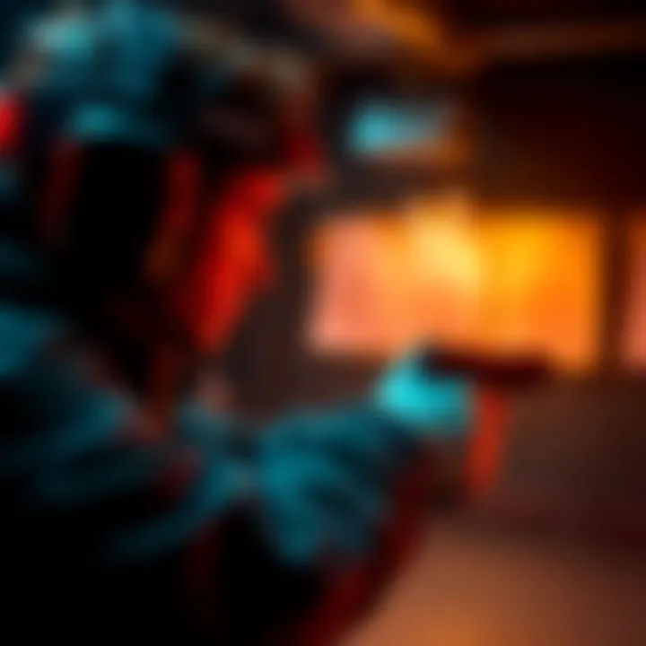 A person focused on hitting targets at a shooting range during a pistol challenge, showing determination and concentration.