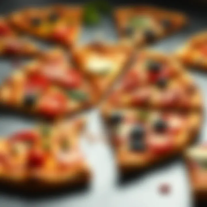 A colorful assortment of pizza slices showcasing various toppings, representing a contest for winning an Ashworld game key on GoG.