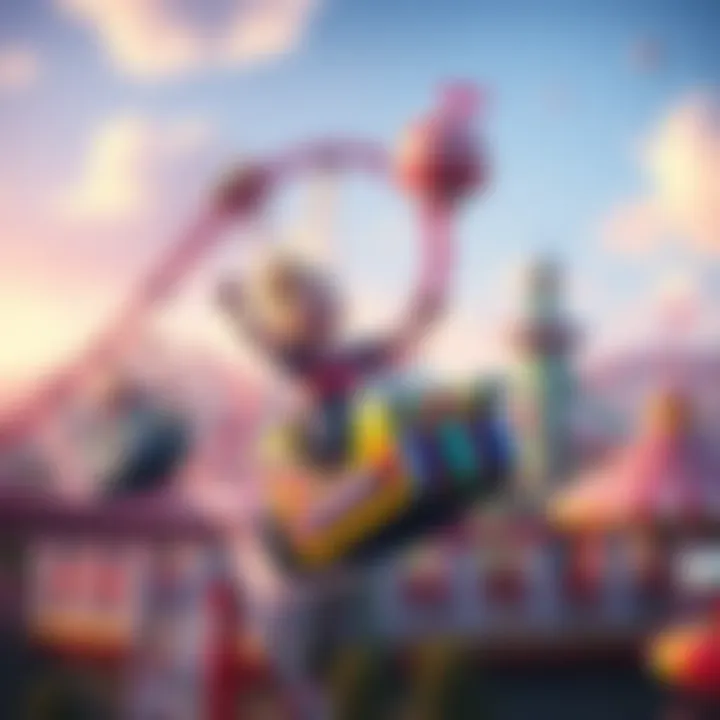 A colorful amusement park with various thrilling rides and attractions in Planet Coaster.