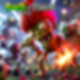 Gameplay scene from Plants vs. Zombies Garden Warfare featuring various characters in an intense battle
