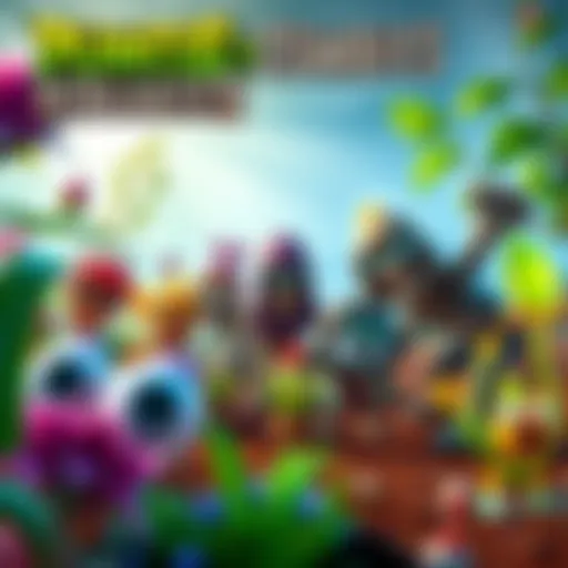 Colorful plants defending against cartoonish zombies in a vibrant garden setting