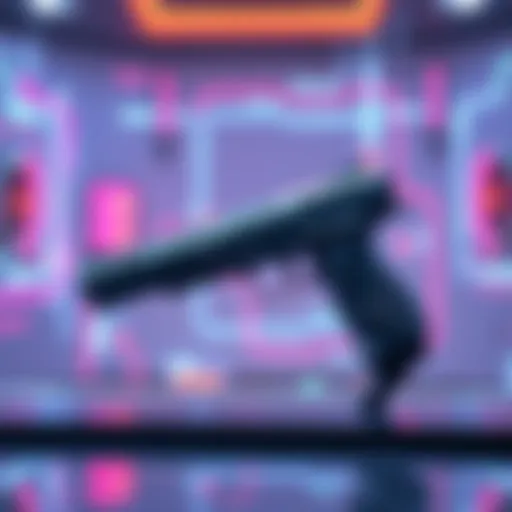 A sleek plasma pistol showcasing its advanced design and features, set against a modern tech backdrop.