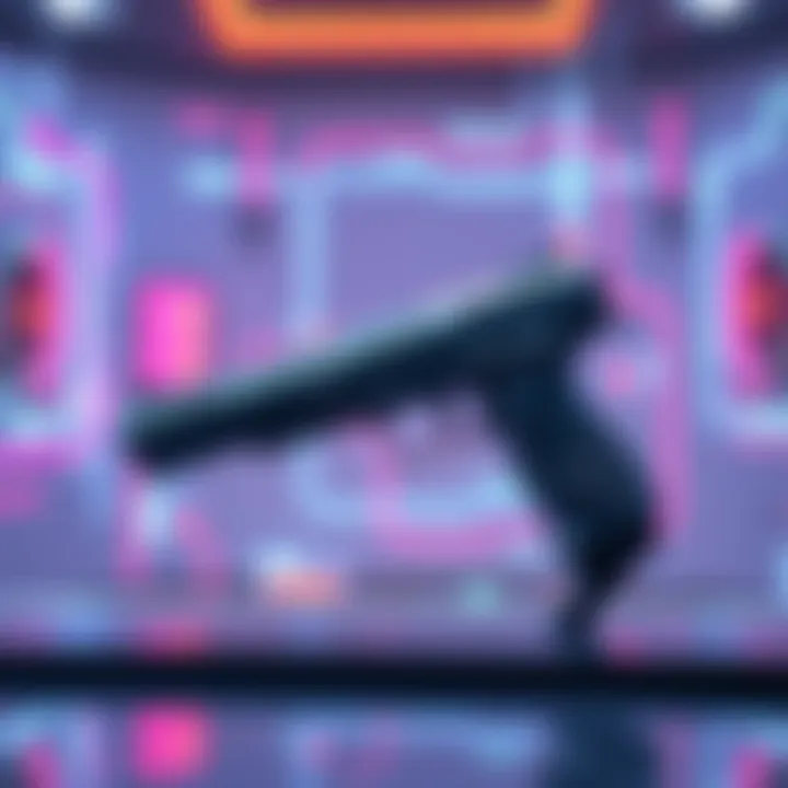 A sleek plasma pistol showcasing its advanced design and features, set against a modern tech backdrop.