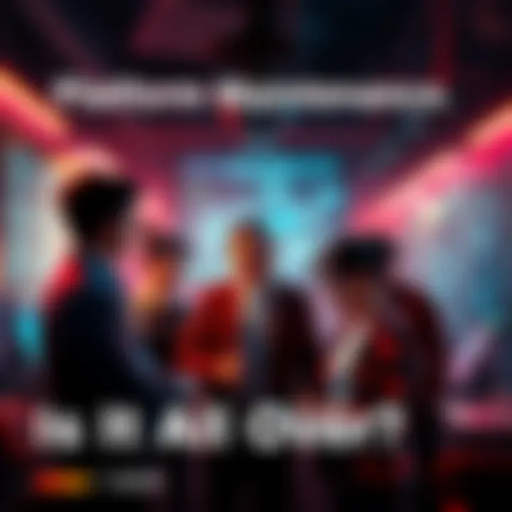 A worried group of people discussing the future of a tech platform, showing signs of neglect and lack of maintenance.