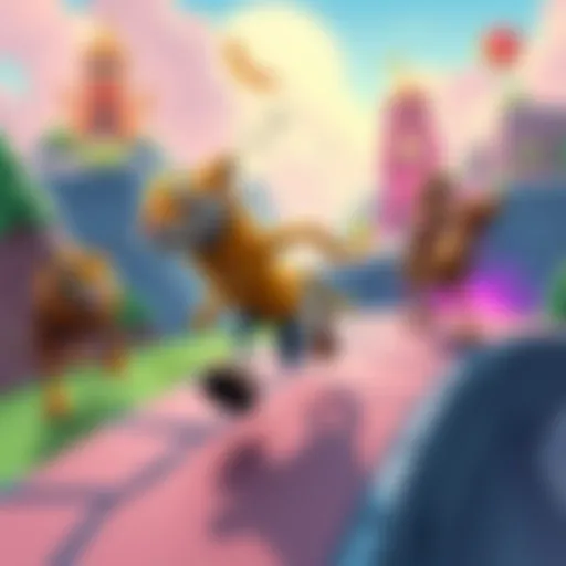 A character in a mobile game running with touch controls, featuring unique mounts like a tiger and camel, with colorful game levels in the background.