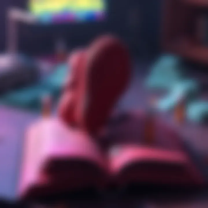 A vintage gaming scene with retro graphics and a character jumping over obstacles, inspired by a lost 90's platformer discovered in a counseling book.