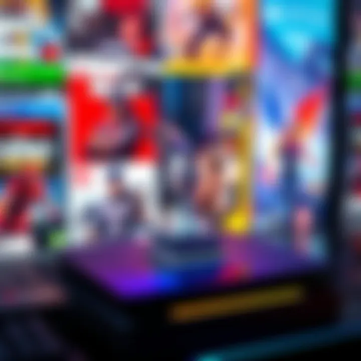 A shiny platinum trophy placed on a gaming console next to popular video game cases, showcasing achievement in gaming.