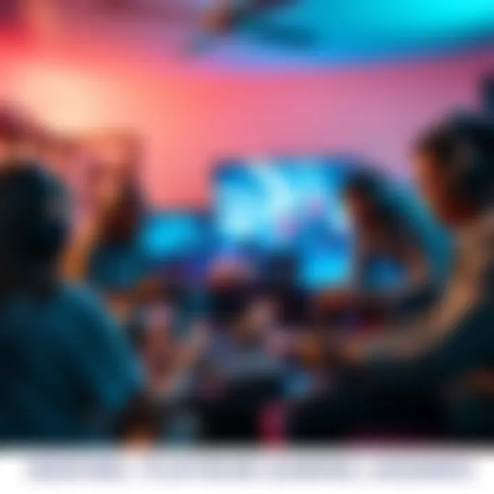 Platinum Gaming Legends A group of gamers sharing tips and experiences at home, surrounded by gaming consoles and snacks.